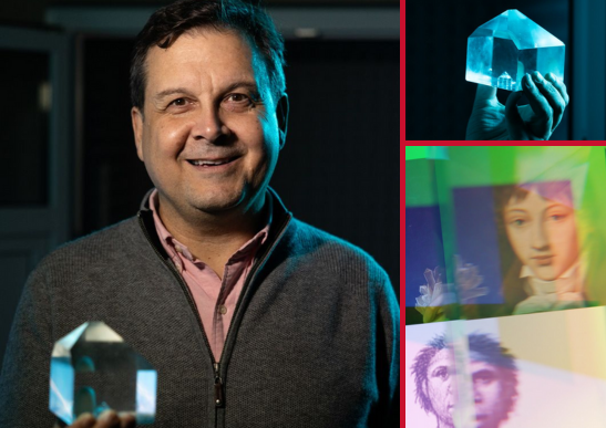 Collage of professor Peter Vekilov and crystals he 