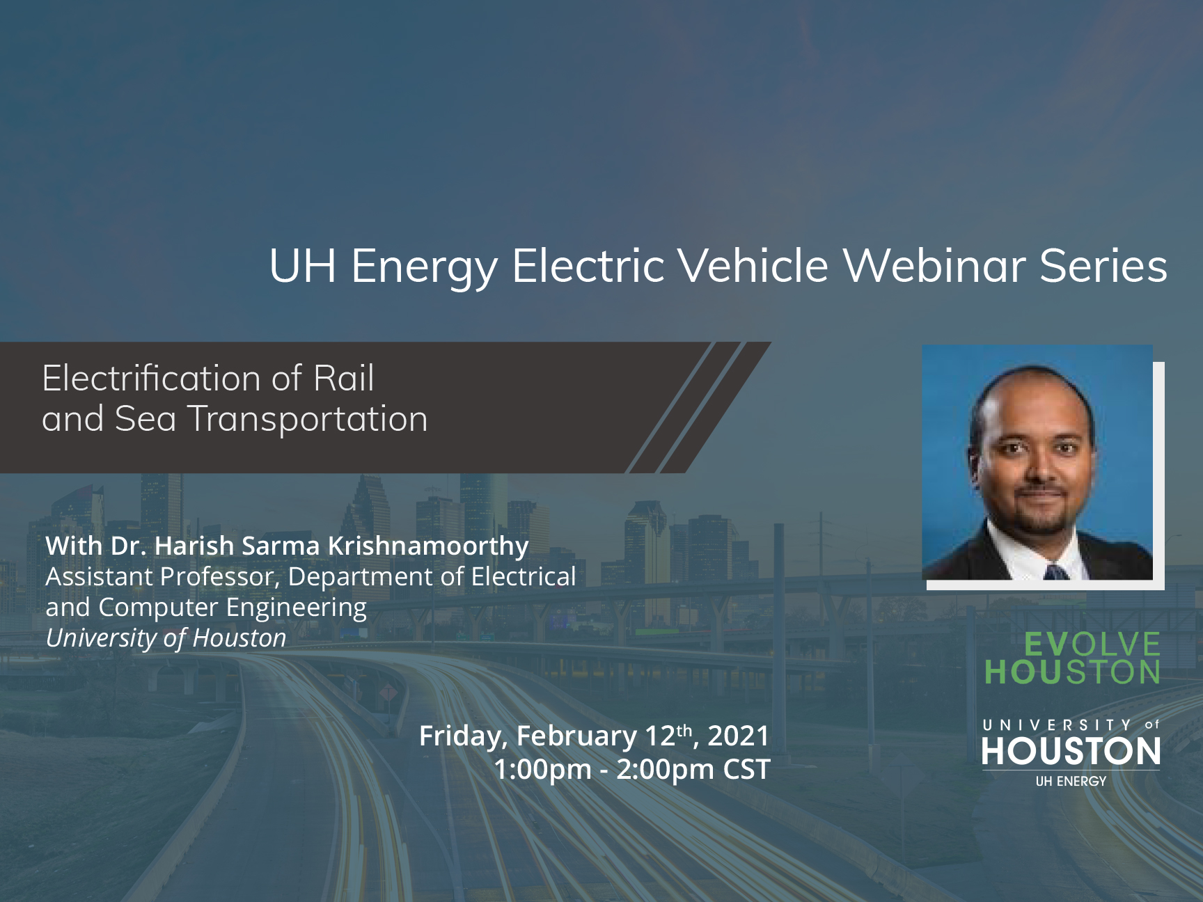 UH Energy EV Webinar Series: Electrification of Rail and Sea Transportation Image