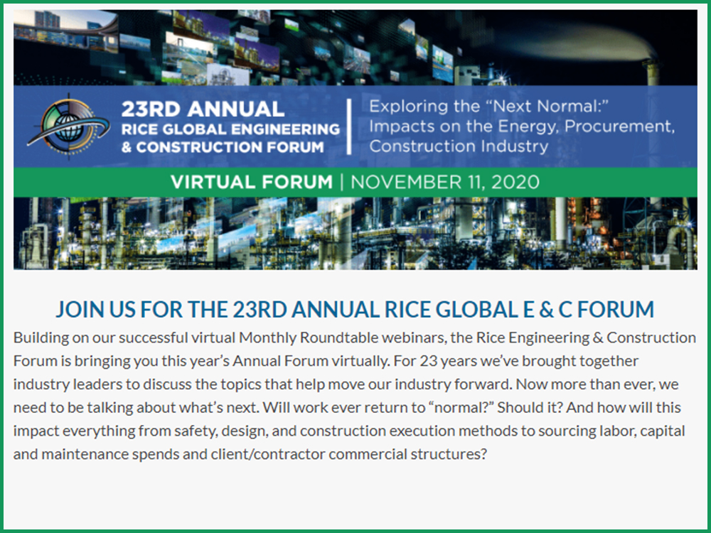 23rd Annual Rice Global E & C Forum Image