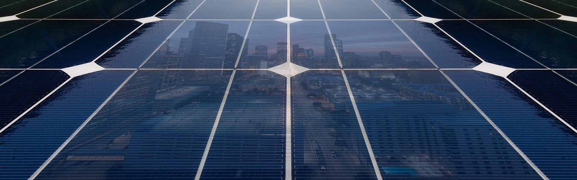 Image of solar panels embedded with Houston skyline